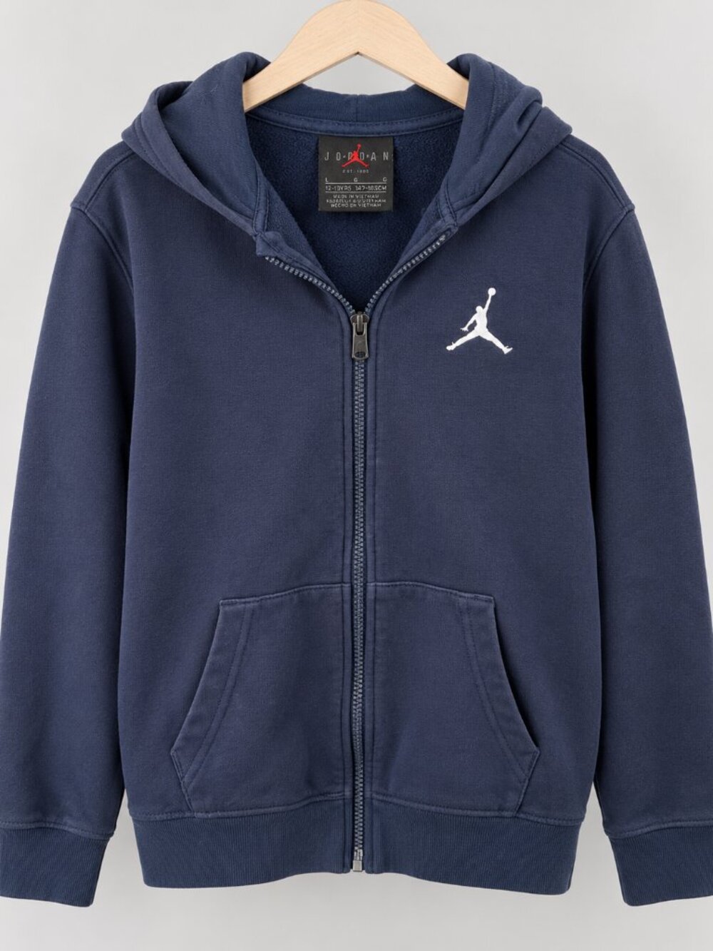 Nike Air Jordan Boys Navy Blue Full Zip Hoodie Sweatshirt Size L 12-13